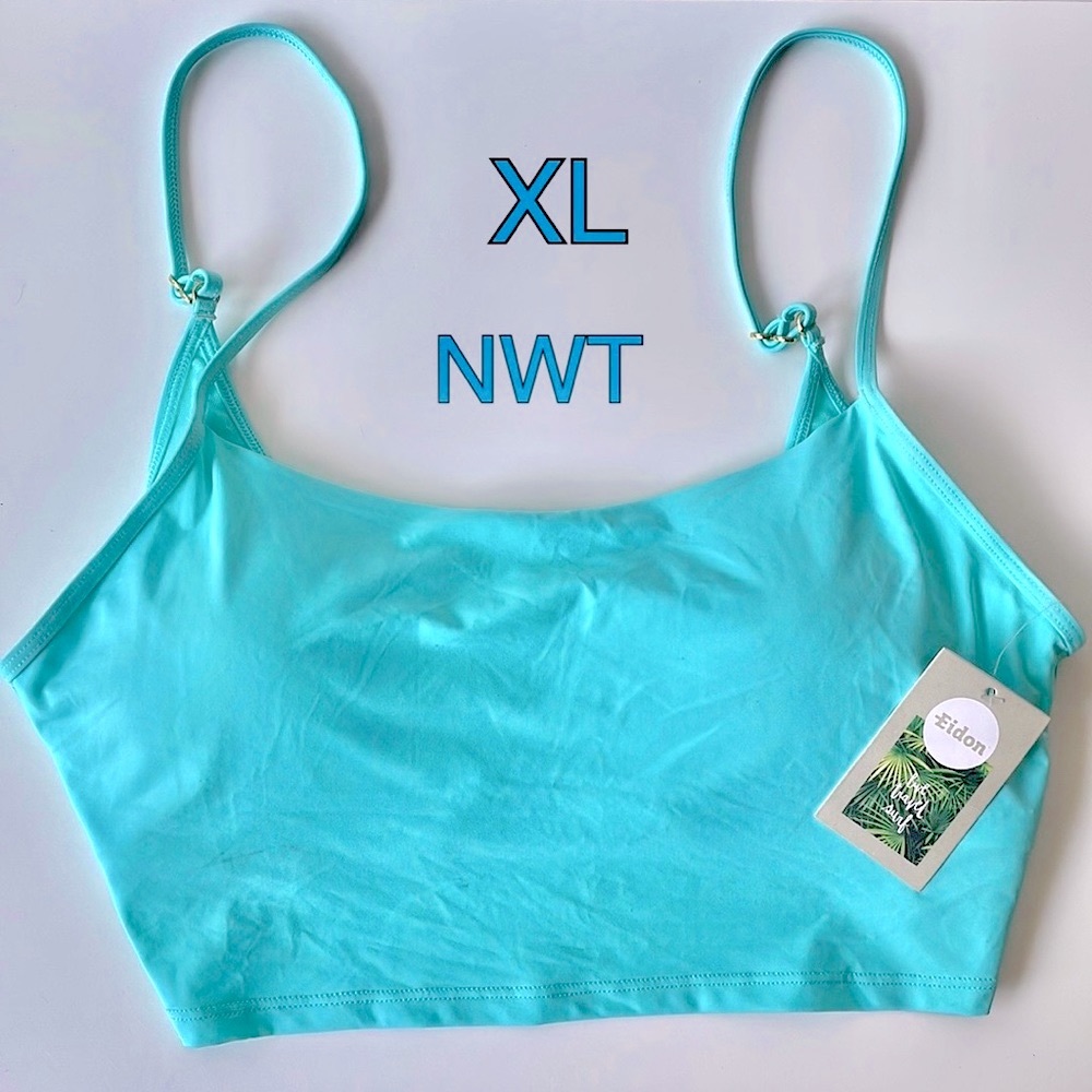 NWT Tank top bikini top bralette sports bra swim wear aqua sea foam turquoise XL